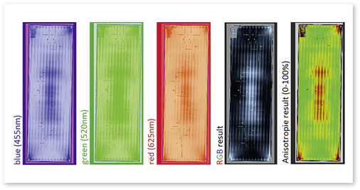 



Mit der neuen Scannertechnik und er dazugehörigen Software ist es jetzt möglich, durch spannungsoptische Methoden die Glasqualität von ESG/TVG nach dem Vorspannen auch in Bezug auf Anisotropien zu beurteilen. 
