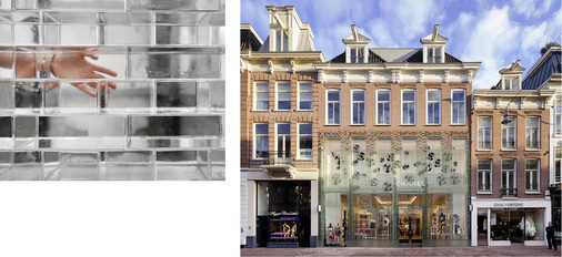 <p>
Die Fassade des Crystal House mit dem Chanel-Store in Amsterdam wurde mit Glassteinen (oben) errichtet, sie sind eine Hommage an die benachbarten Mauerstein-Fassaden der niederländischen Metropole.
</p>

<p>
</p> - © Daria Scagliola & Stijn Brakkeef

