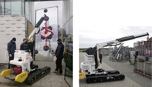 



Zwei in Einem = Geländestabler und Kran. Damit ist der TGT Robby 900 ein flexibles Gerät für die Baustelle.
