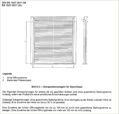 <p>
</p>

<p>
Die Voraussetzungen, die erfüllt werden müssen, um mit einem Rollladen die Klasse RC2 oder höher zu erreichen, sind in der DIN EN 1627 definiert.
</p> - © Foto: Normenauszug DIN EN 1627

