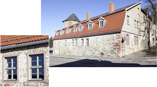 



Gelungenes Sanierungsbeispiel Schloss Harzgerode. Die Fensterbeschichtung passt sich dem Untergrund optimal an.
