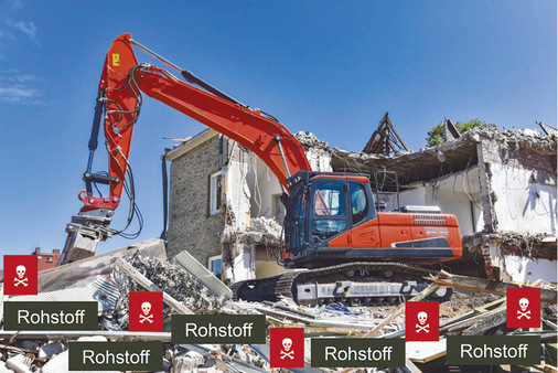 



Bild 2: Praxis beim Abbruch: gemischte Roh- und Giftstoffe ohne Chance auf hochwertige Weiternutzung
