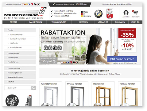 
Hier werden Fenster und Türen global vermarktet. Neuffer Fenster + Türen GmbH ist der Betreiber von fensterversand.com in Deutschland, fenetre24.com in Frankreich und windows24.com weltweit.



