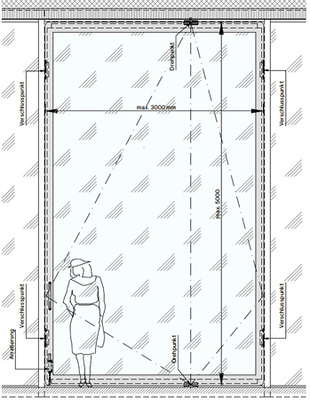 <p>
</p>

<p>
Je größer eine Pivottur realisiert wird, desto eindrucklicher ist der Effekt im geöffneten Zustand. Das Unternehmen empfiehlt eine maximale Fläche von 15 m².
</p> - © Grafik: air-lux

