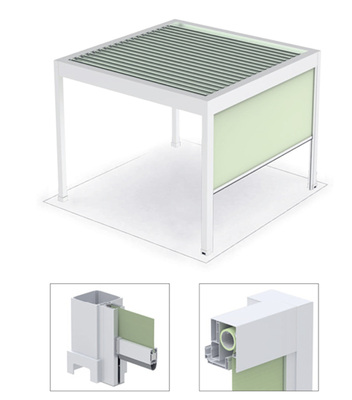 <p>
</p>

<p>
Nicht nur die Tuchwelle wurde perfekt in die Struktur der VENTUR SIDE M integriert, auch die Führungsschiene in 55 × 75 mm mit der automatischen Arretierung des Fallprofils fügt sich harmonisch in die Konstruktion ein. 
</p> - © Foto: Hella

