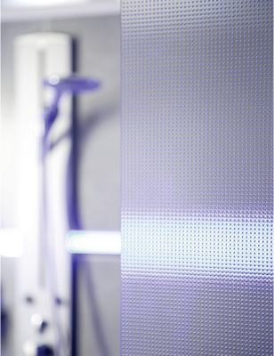 



Strukturierte Gläser für Türen oder für Wandteiler erlauben Transparenz und bieten dennoch Blickschutz.
