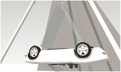 
Die Glaskonstruktion mit vorgespannten Dünngläsern im Modellaufbau.



