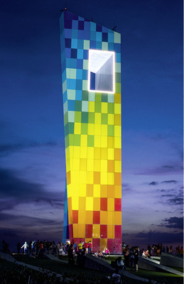 



Auch bei Dunkelheit ist das Monument ein ansprechender optischer Blickfang, der schon von Weitem sichtbar ist.
