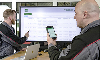 
Das morgendliche Briefing findet seit Einführung der neuen Software an einem interaktiven Whiteboard statt.



