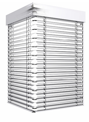 



Bewegliche Lamellenverbinder an jeder zweiten Lamelle sorgen zusammen mit der fest verbundenen Unterschiene im Eckbereich für eine normale Pakethöhe.
