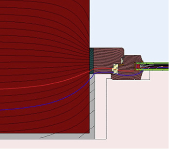 <p>
Auch der Taupunkt (rot) erreicht hier die Laibungsoberfläche: Bauschäden sind vorprogrammiert
</p>

<p>
</p> - © Bauanschluss.info

