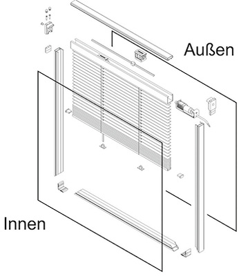 



Aufbau einer Isolette-Einheit mit der im Scheibenzwischenraum integrierten Sonnenschutz-Jalousie.
