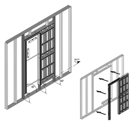 
Die Montage der Schiebetür geht aufgrund des vorkonfektionierten Einbauelements für die Wandtasche sehr schnell



