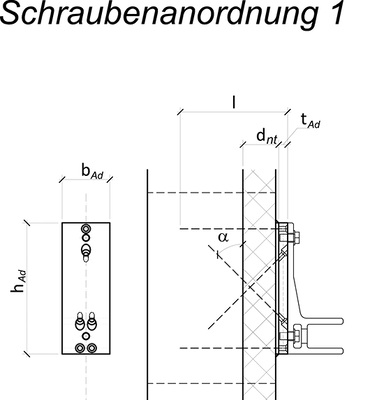 



Zur Markisenbefestigung gibt es zwei unterschiedliche Möglichkeiten der Schraubenanordnung. Einmal kreuzen sich die schrägen Schrauben miteinander in Dämmung oder Holzbauteil, das andere Mal mit den horizontalen Schrauben. Variante 1 kennzeichnet so eine geringe Bauhöhe und erfordert etwas größere Ständerbreiten bei einer Befestigung an Riegeln.

