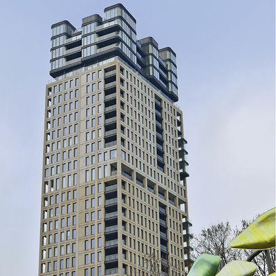 Seine unverwechselbare Optik bekommt der Londoner Legacy Tower durch die abgerundete gläserne Fassade der Gebäudekrone mit ihren luxuriösen Penthouses und Dachterrassen. - © Hueck System GmbH & Co. KG
