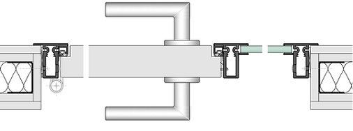 <p>
</p>

<p>
Anwendungsbeispiel: Blockzarge TLS mit 50 mm dicken Türblättern und ESG-Scheibe. Bandgegenseitig ist eine fast flächenbündige Montage in Leichtbauwand möglich.
</p> - © Foto: Küffner

