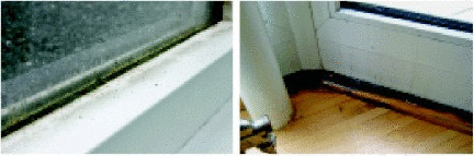 Feuchtigkeit und SchmutzMoos- und Schimmel an den Fenstern, weil Pflanzen den Zugang behindern.rechts: Die Wärmestrahlen eines Radiators gehen nach oben und erreichen nicht den Sockelbereich der Elemente. Feuchtigkeit und SchmutzMoos- und Schimmel an den Fenstern, weil Pflanzen den Zugang behindern.rechts: Die Wärmestrahlen eines Radiators gehen nach oben und erreichen nicht den Sockelbereich der Elemente.