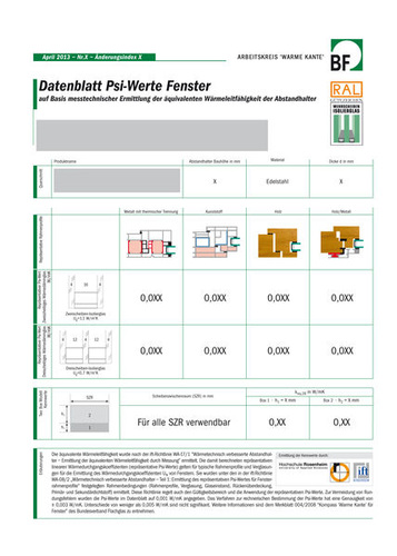 Beispiel für ein überarbeitetes Datenblatt. - Bundesverband Flachglas