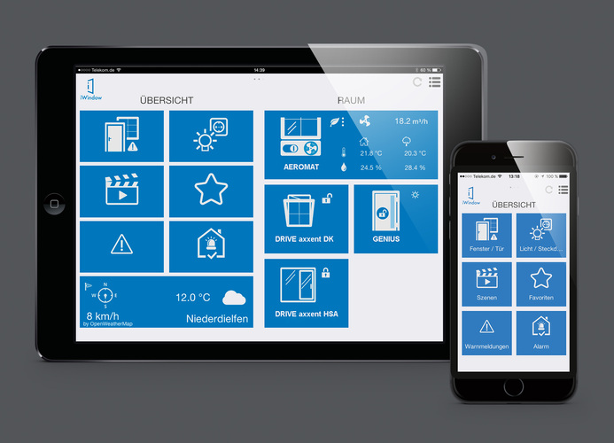 Der Prototyp von iWindow II biete die Möglichkeit zur Ansteuerung von rund 700 Lösungen unterschiedlichster Hersteller mit Hilfe einer einzigen App. - Siegenia - © Siegenia
Der Prototyp von iWindow II biete die Möglichkeit zur Ansteuerung von rund 700 Lösungen unterschiedlichster Hersteller mit Hilfe einer einzigen App. - Siegenia - © Siegenia