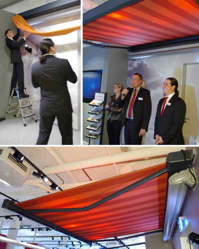 Dan Schmitz enthüllt die neue markilux 970, die kompakte Markise in einer Kassette mit gerader Linienführung - Henry Rasch, GLASWELT