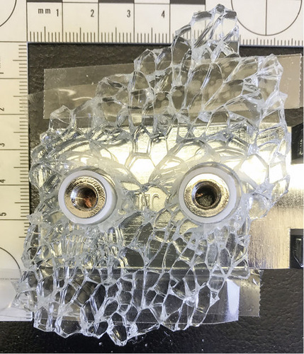 03: Ansicht der freigelegten Bruchstücke mit den beiden schmetterlingsflügelartigen Bruchstücken - Wolf-Dietrich Chmieleck