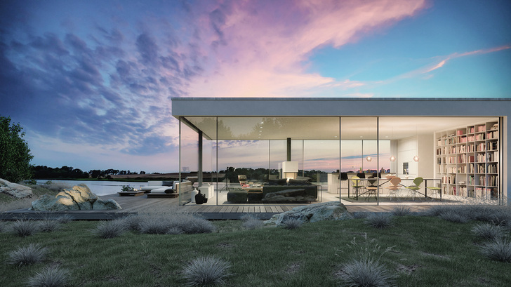 Die Profile des Soreg-glide Schiebefensters der Serie X werden in Boden, Wand und Decke verbaut. Dies schafft optisch einen nahtlosen Übergang zwischen Innen- und Außenraum. - Soreg AG