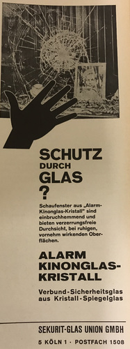 Anzeige aus dem Jahr 1964 in der GLASWELT. - Archiv