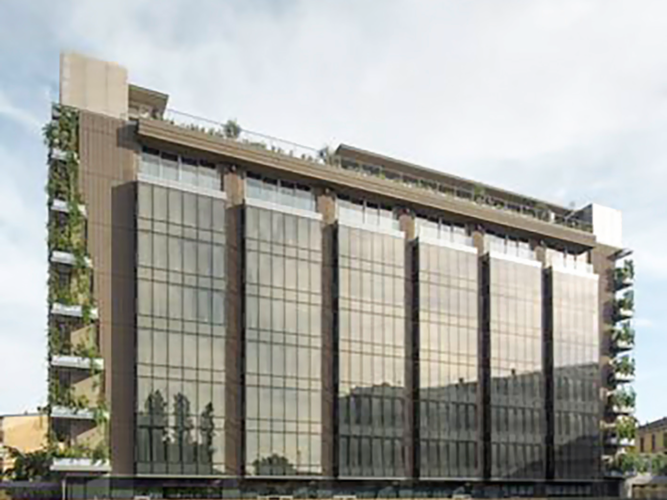 Dieses Gebäude in Mailand ist weltweit der erste Bau dessen Fassadengläser mithilfe von CoD gefertigt wurden. - AGC Interpane - © AGC Interpane
