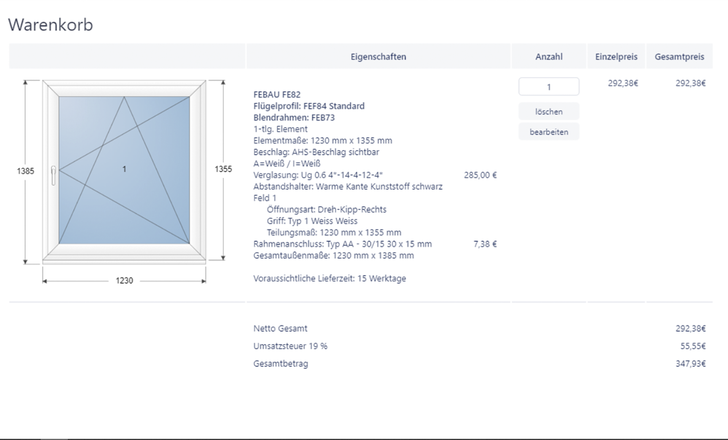 Mit seiner cloudbasierten Lösung lassen sich Fenster, Haustüren und Zubehörartikel intuitiv konfigurieren. - © Foto: Screenshot Fenzon
