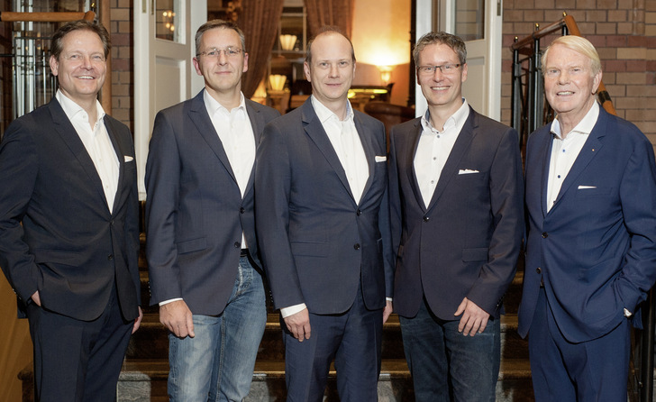 Das neu strukturierte Führungsteam der Kölling-Gruppe (v.l.): Sven Antonschmidt, Jan Deyhle, Dr. Marcus Kölling, Jens Gabriel, Dipl. Kfm. Dieter Kölling - © Foto: Kölling Gruppe
