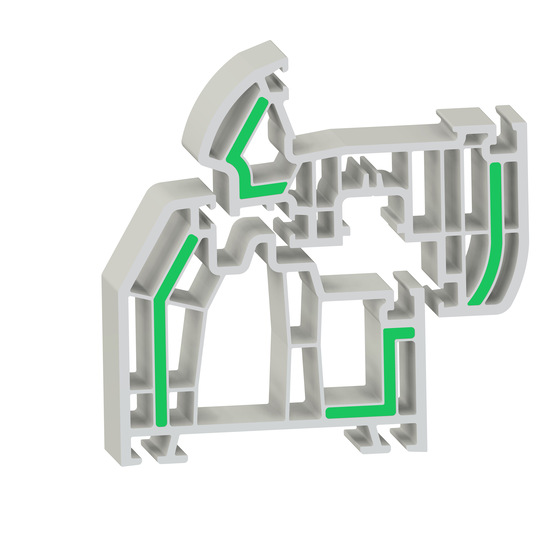 PVC-Profile können in Co-Extrusion mit Ultradur verstärkt werden.