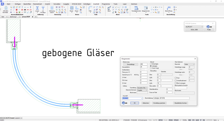 Gebogene Gläser zeichnen ist nun einfach möglich.