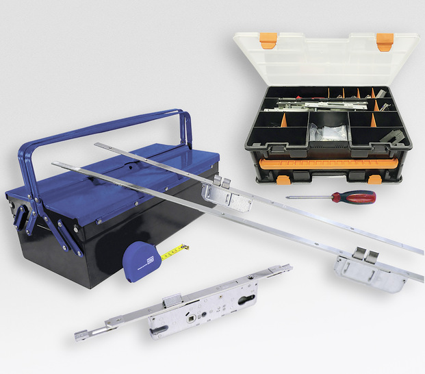 Die mobile Werkstatt: Nach dem Erfolg der Bauteile-Musterkoffer für Fensterprofis führt Winkhaus ein ähnliches Angebot für Türprofis und Sicherheitsspezialisten im Nachrüstbereich ein.