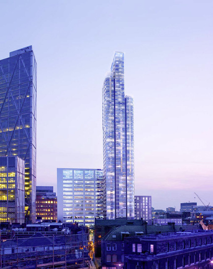 Die 162 m hohe elegante Glasfassade des Principal Towers in London ist mit den energieeffizienten Abstandhaltern von SWISSPACER ausgestattet. - © Foster + Partners
