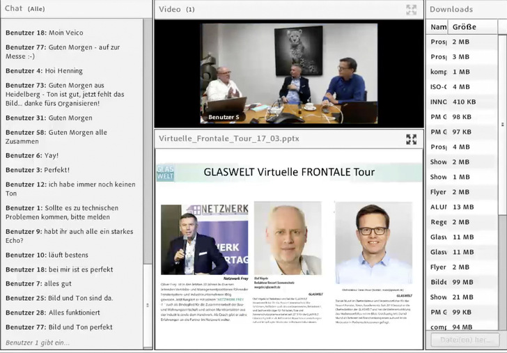 Teilnehmer konnten in der virtuellen FRONTALE Tour beim Branchen- bzw. Messetalk live dabei sein.