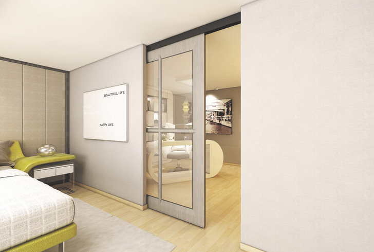 OPK hat mit dem E-Space einen neuen Schiebetür-Magnetantrieb im Angebot, der als Single- oder Synchron-Anlage an der Decke montiert werden kann. Er wird per Touch oder App gesteuert und lässt sich in Smart Home integrieren.