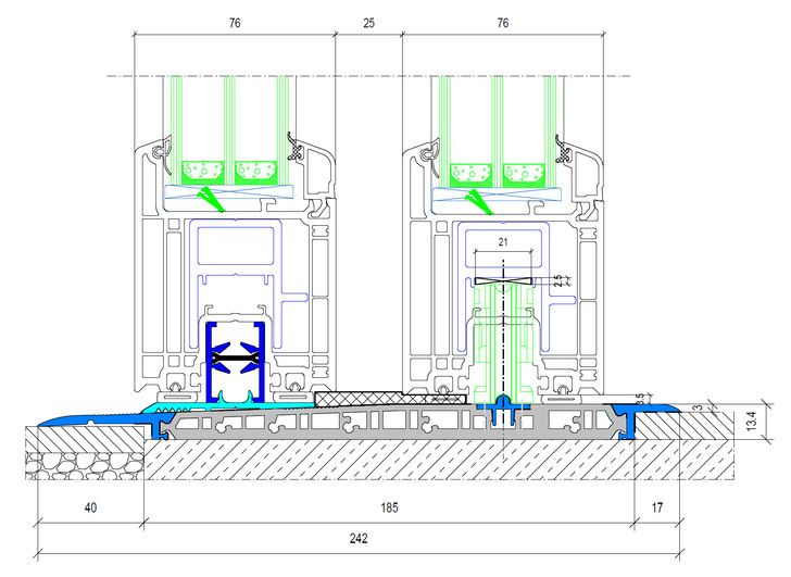 Schnittzeichnung Alumat Typ HST 20 mit Profil rubo Energie+ - © Alumat
