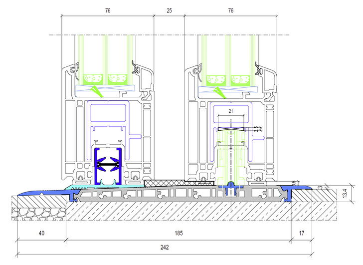 Schnittzeichnung Alumat Typ HST 20 mit Profil rubo Energie+ - © Foto: Alumat
