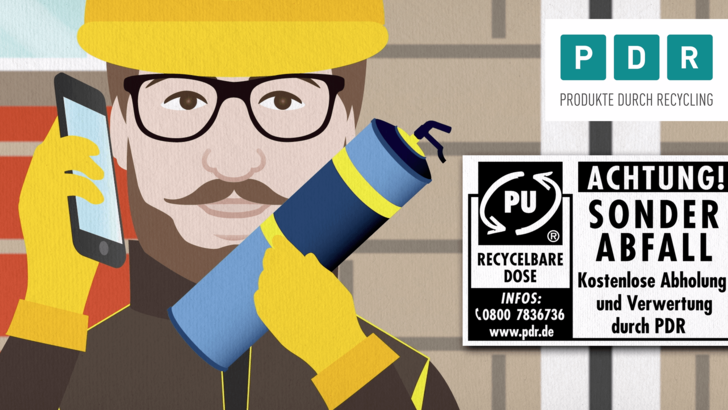 Bei der PDR gibt es ein Schulungspaket für die richtige Entsorgung von PU-Schaumdosen