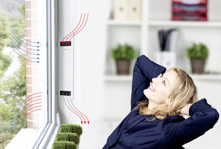 Ventra sorgt für kontinuierliche Frischluftzufuhr und zuverlässigen Feuchteschutz, ohne das Fenster öffnen zu müssen. So bleiben störender Außenlärm, Staub und Insekten draußen und auch Pollen haben keine Chance.