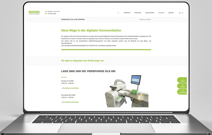 Urban bietet Live-Vorführungen im Internet an.