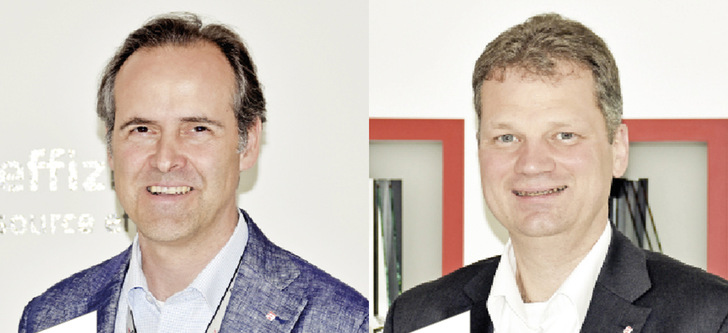 v.l.: Patrick Seitz ist der Sohn des Firmengründers Manfred J. Seitz und verantwortet innerhalb der aluplast Geschäftsführung die Bereiche Vertrieb, Systemtechnik und Marketing. Michael Dietz hat im Mai 2019 als neuer Zentralbereichsleiter die Abteilungen Forschung und Entwicklung, Konstruktion, Anwendungstechnik und Engineering übernommen.