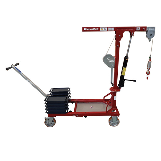 Der hydraulische Kleinkran UPC 400 von Uplifter kann Lasten bis 400 kg heben und bewegen.