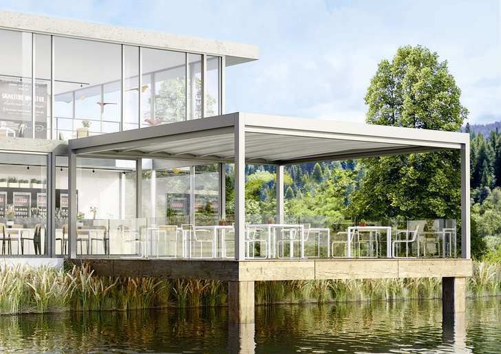 Freistehend wie in diesem Beispiel, oder auch an der Wand befestigt, um die hinteren Standsäulen entfallen zu lassen, alles ist bei der Ausführung möglich.