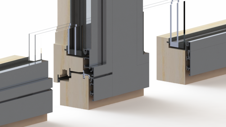 Mit dem Bug cliXsafe ist eine unkomplizierte Verglasung von außen mit einer Festverglasung als auch mit Öffnungselementen in einem Rahmen möglich