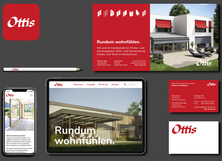 Der De﻿sign-Bestand von der Firma Ottis wurde nach dem Prinzip „Form follows function“ optimiert. Typografie, Formensprache und Farbschema wurden in ­Einklang gebracht.