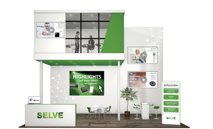 This is what it looks like, the virtual trade fair booth for R+T digital: Here, trade visitors can click to watch various video clips on the product innovations.