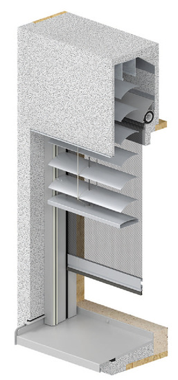 Das Leibungssystem wird mit integrierten Raffstoren, Rollladen oder ZIP geliefert. Optional mit vormontiertem Insektenschutzrollo.