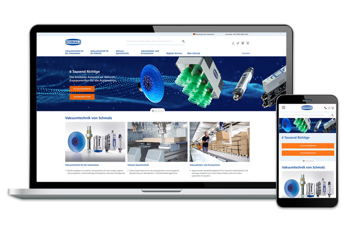 Mit den digitalen Services, die sich auch mittels Smartphone und Tablett über die neue Website abrufen lassen, ermöglicht Schmalz auch eine neue Form der individuellen Kundenbetreuung für seine Kunden. - © Schmalz
