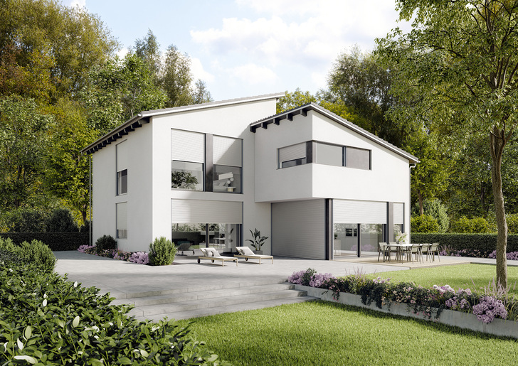 Der geschäumte Aufsatzkasten AK-Flex.2 ermöglicht die Planung und Realisierung des Sonnenschutzes ­direkt mit dem Fenster. Dabei eignet sich die Konstruktion je nach Anforderung für die Ausstattung mit ­einem Rollladen-, Raffstore- oder ZipTex-Behang.